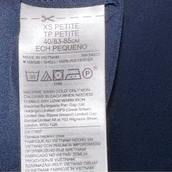 Banana Republic Sleeveless Blouse Navy Blue XS Petite Picot Trim Officecore - Picture 9 of 11